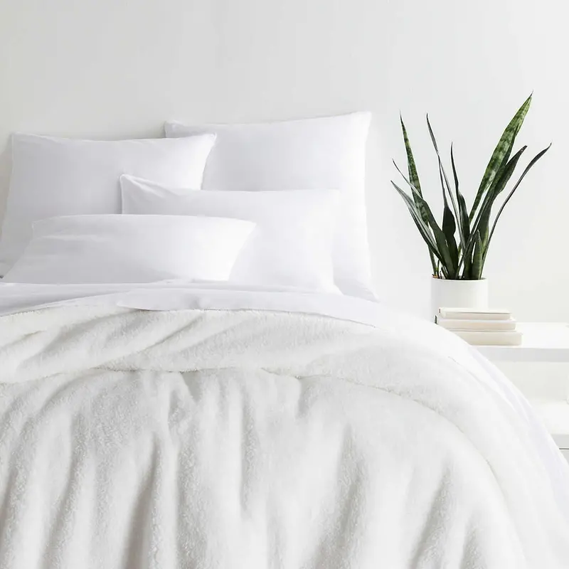 King-Size Sheepy Fleece Throw Blanket – Crisp White 1
