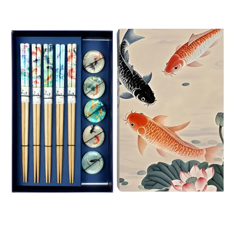 Koi Fish-Themed Chopsticks And Matching Rest Set 1