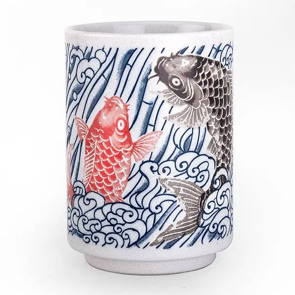 Koi Fish Yunomi Tea Cup – Hand-Glazed Ceramic, 10 Fl Oz Capacity 1