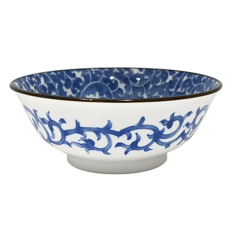 Large Blue-And-White Porcelain Ramen Bowl – 40-Ounce Capacity 1