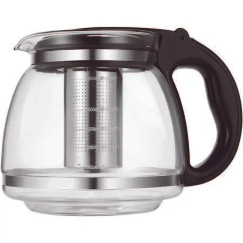 Large-Capacity Glass Tea Pot Featuring Matte Black Handle – 1500 Ml 1