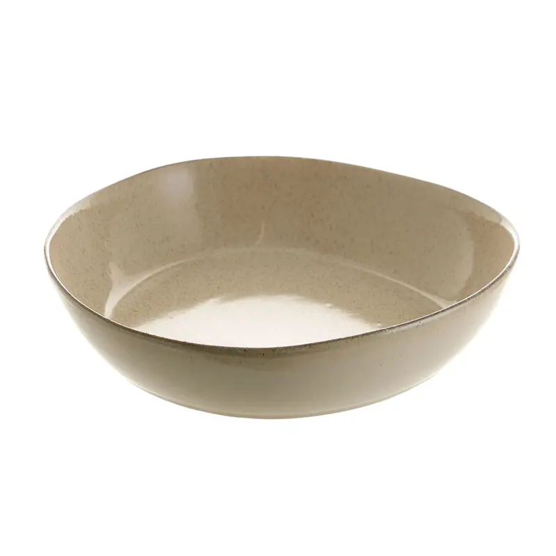 Large Reactive-Glazed Ceramic Bowl – Tan Finish 1