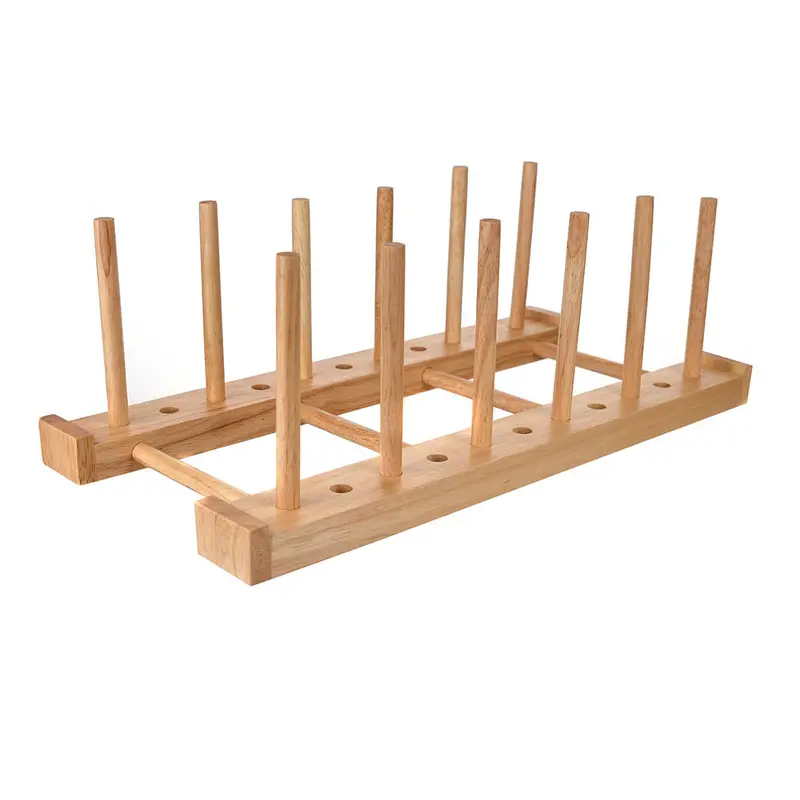 Large Rubberwood Plate Stand – Sturdy, Natural Wood Display Rack 1