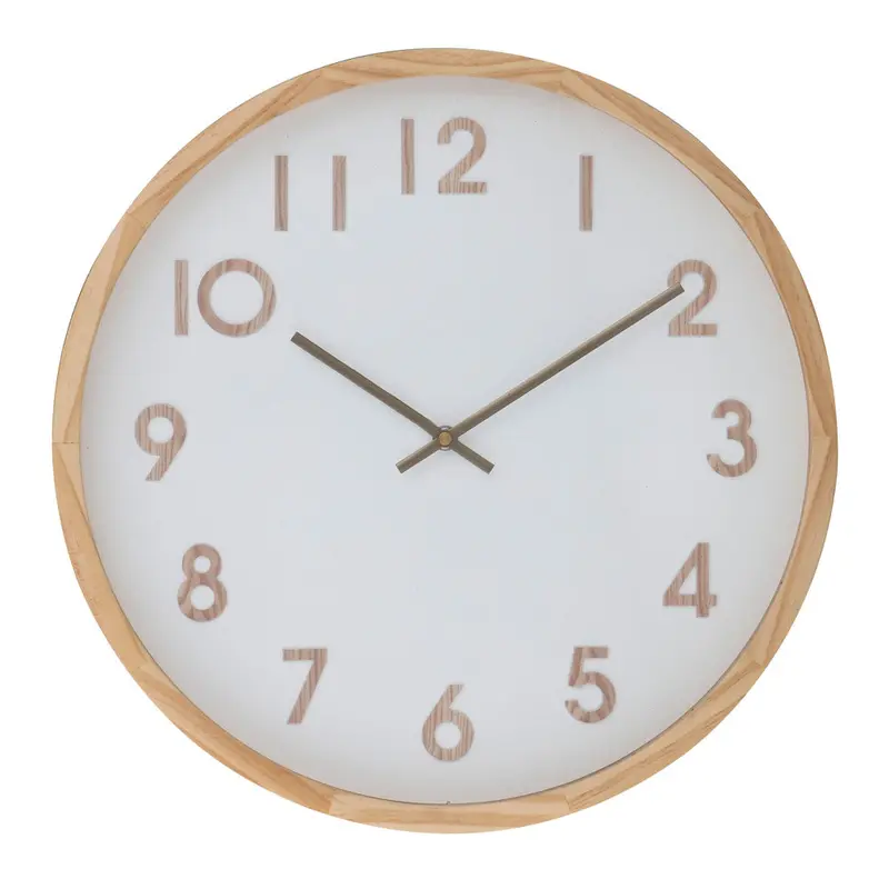 Leonard Wall Clock – Natural Wood And White Minimalist Design 1