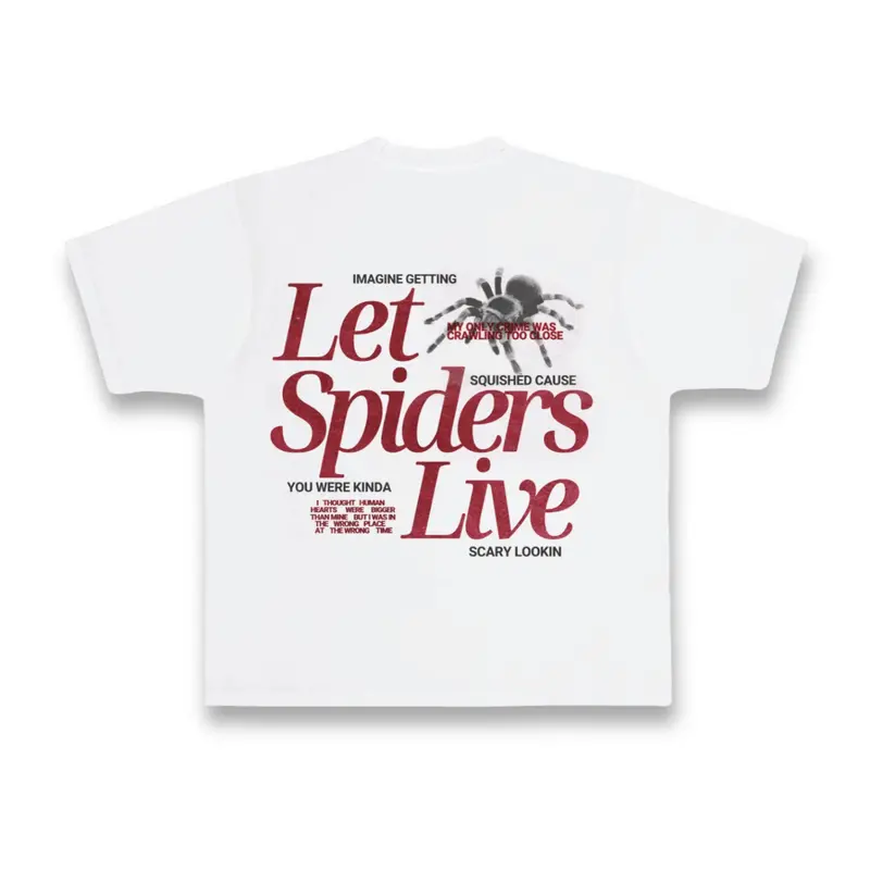 'Let Spiders Live' T-Shirt – Don'T Eat The Homies (White, Unisex) 1