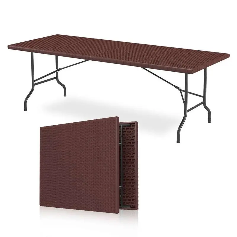 Lifestyle Fold-In-Half Table – 6-Foot Brown Space-Saving Design 1