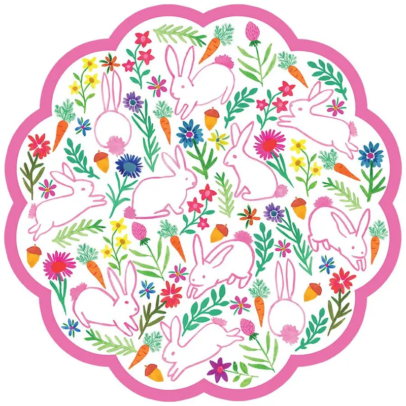 Lucy Grymes Easter Bunny Scalloped Paper Placemats – Pack Of 24 1