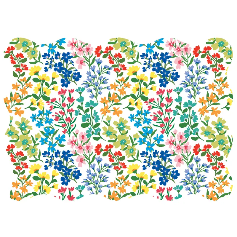 Lucy Grymes Floral Bloom Scalloped Rectangle Paper Placemats – Pack Of 24 1