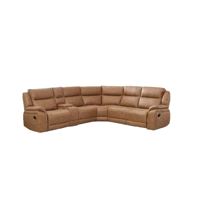 Luvliving Techno Fabric 5-Seater Corner Recliner Sofa – Brown 1