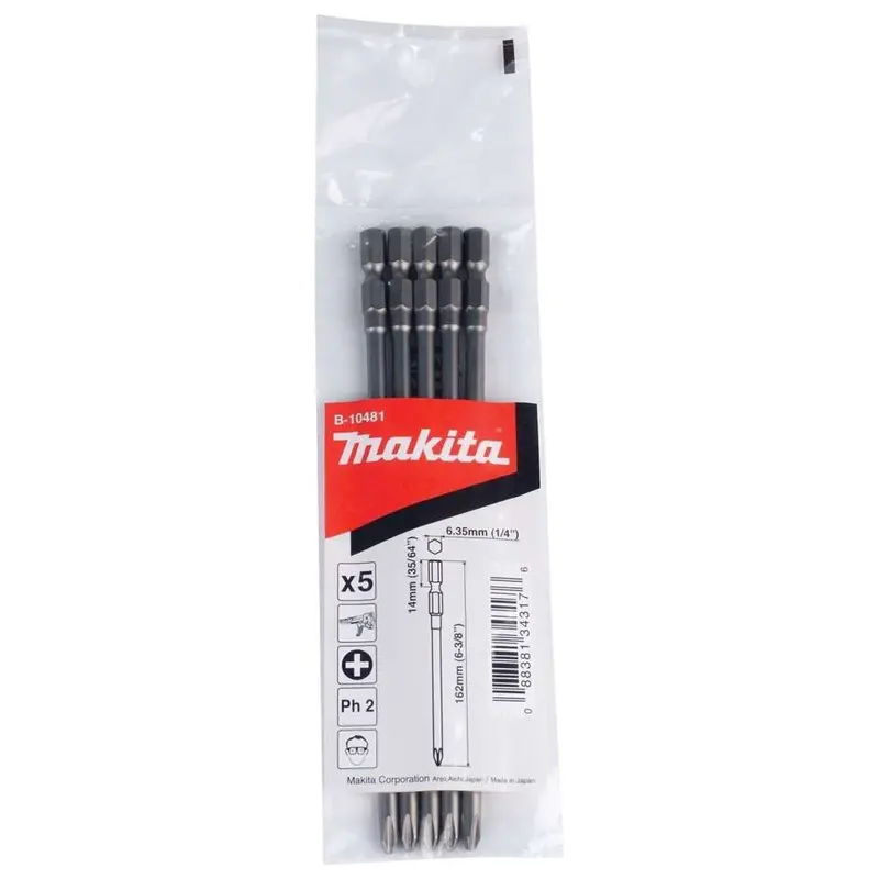 Makita Ph2 Autofeed Screwdriver Bits – 160Mm Length, 5-Pack 1