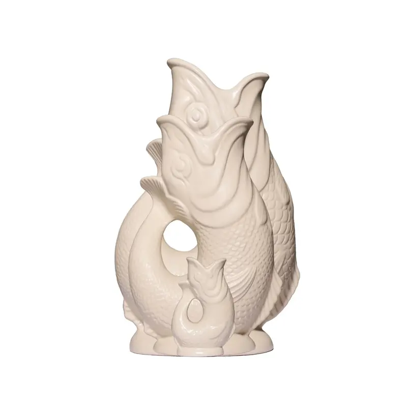 Matte Sand Gluggle Jug – Neutral-Tone Ceramic Pitcher 1