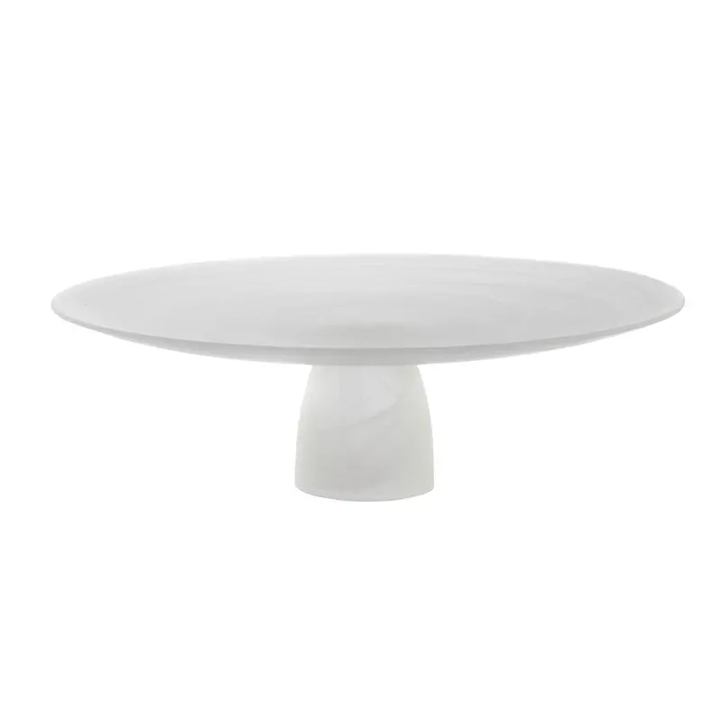 Matte White Alabaster Tiered Cake Stand With Elevated Base 1