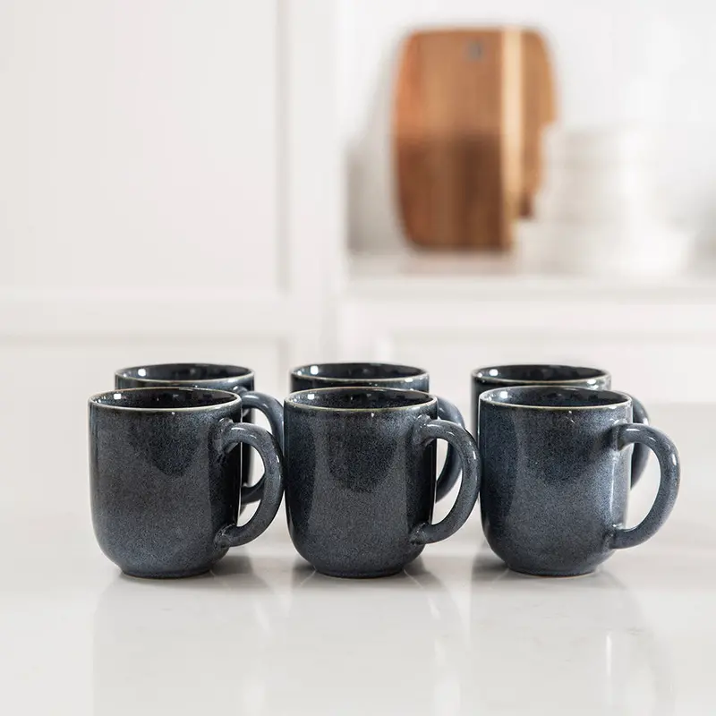 Mediterranean Blue Stoneware Curve Mug Set 1