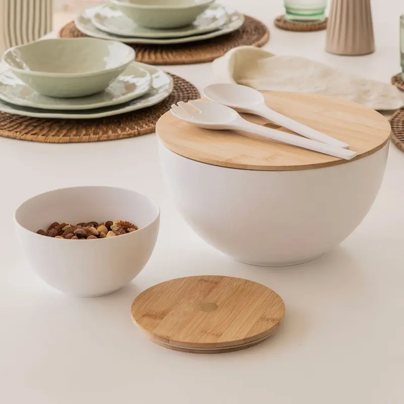 Melamine Salad Bowl Set With Matching Serving Tools 1