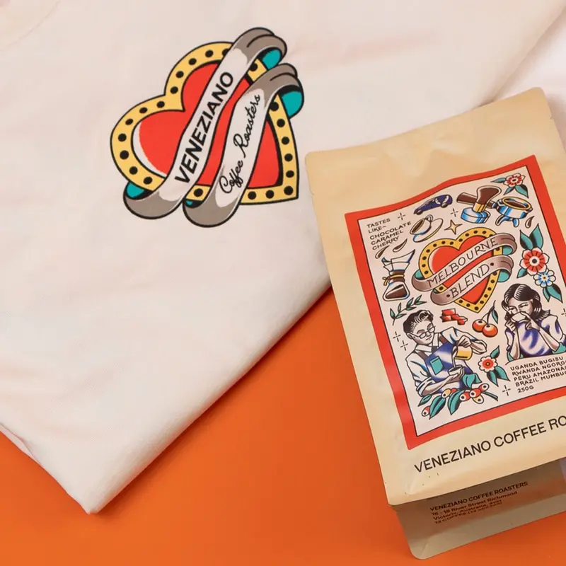 Melbourne Blend Coffee & Matching T-Shirt Bundle 1