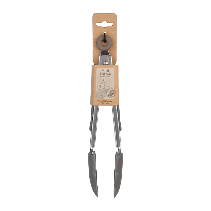 Mini Silicone-Tipped Stainless Steel Tongs (Grey) 1