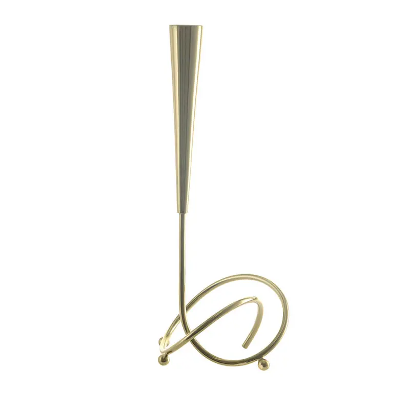 Minimalist Gold Loop Taper Candle Stand – 31 Cm Tall Metallic Accent 1