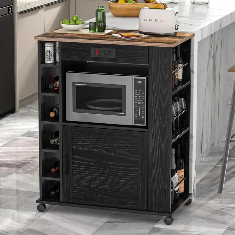 Mobile Kitchen Island Cart – Rolling Prep Station With Spacious Cabinet And Counter Space 1