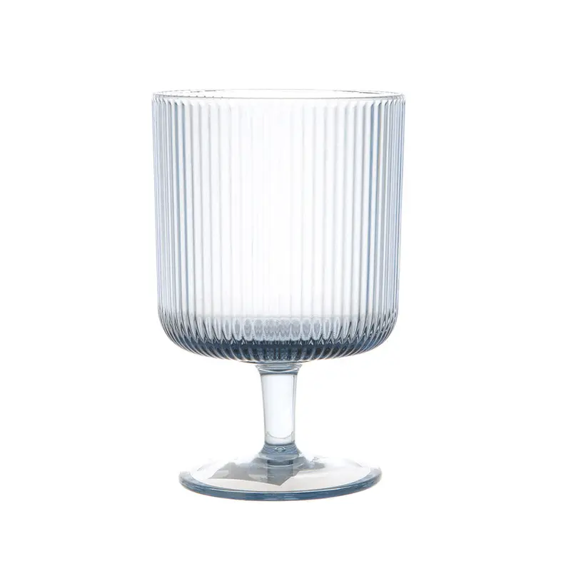 Ms Ribbed Blue Polycarbonate Wine Glass – Contemporary Barware 1