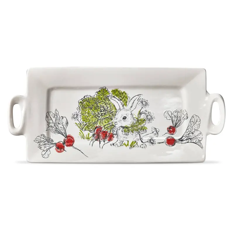 Munching Bunny Handle Platter – Whimsical Serving Dish 1