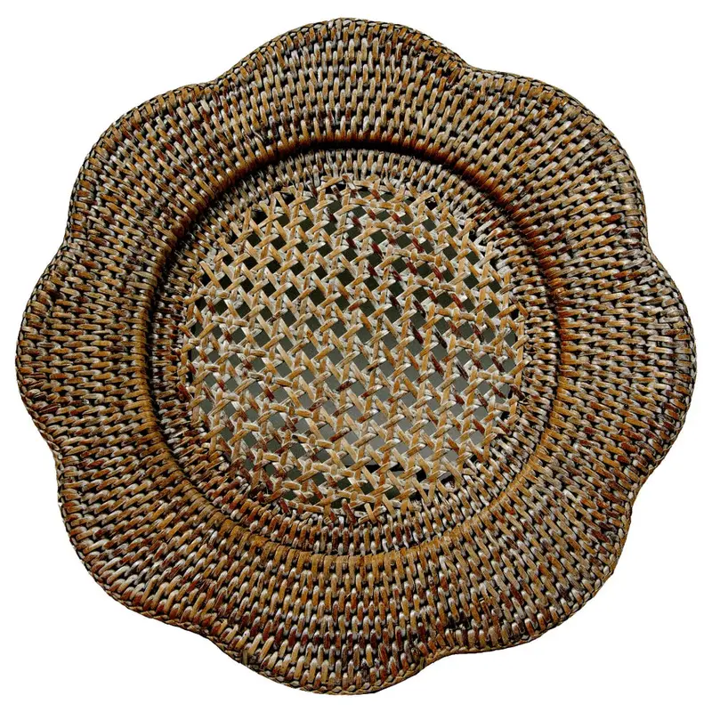 Natural Rattan Scallop Round Charger Plates 1