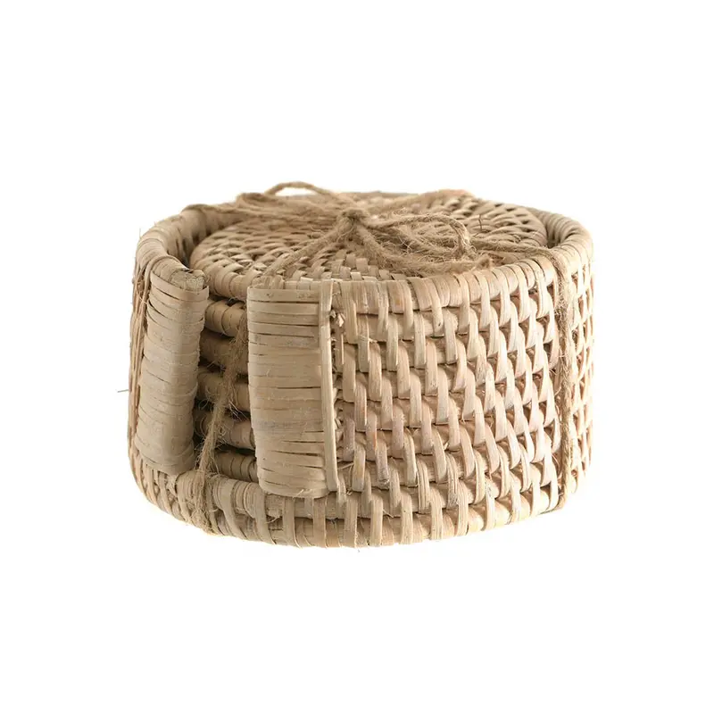 Natural White Rattan Coaster Set (6 Pcs) 1