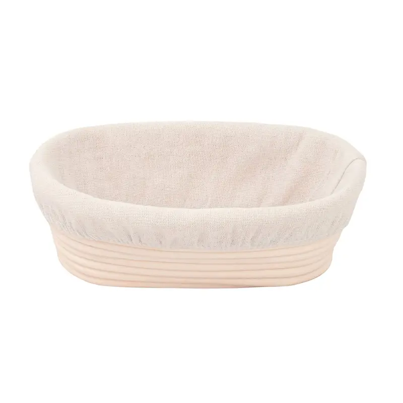 Natural Wood Oval Bread Proofing Basket With Linen Liner 1