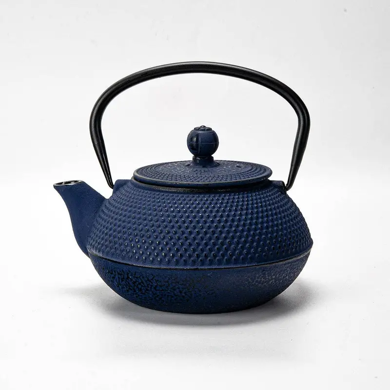Navy Hobnail Cast Iron Teapot – 27Oz Vintage-Style Kettle 1