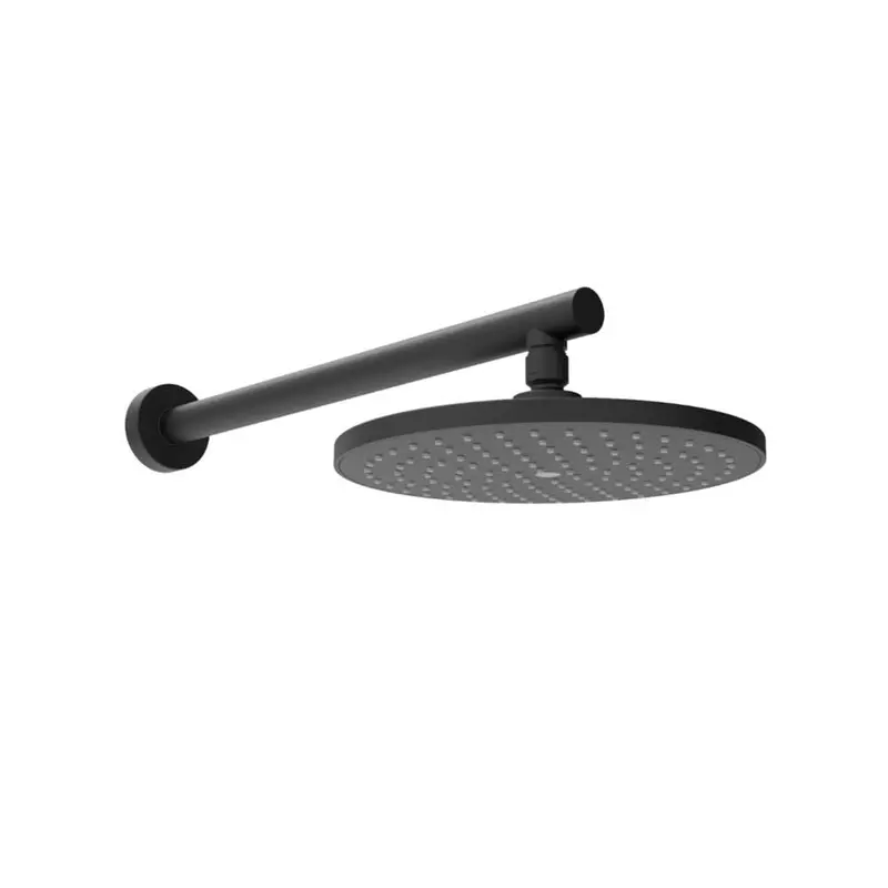 Neptune Ii Matte Black Round Wall-Mount Shower Head With 400Mm Adjustable Arm 1