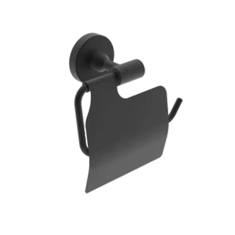 Neptune Ii Matte Black Toilet Paper Holder With Concealed Cover (55 X 58 Mm) 1