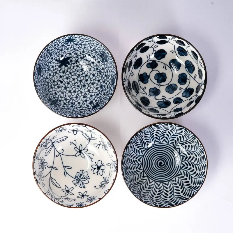 Nippon Blue & White Porcelain Bowls – 10-Ounce, 4.5-Inch Diameter 1