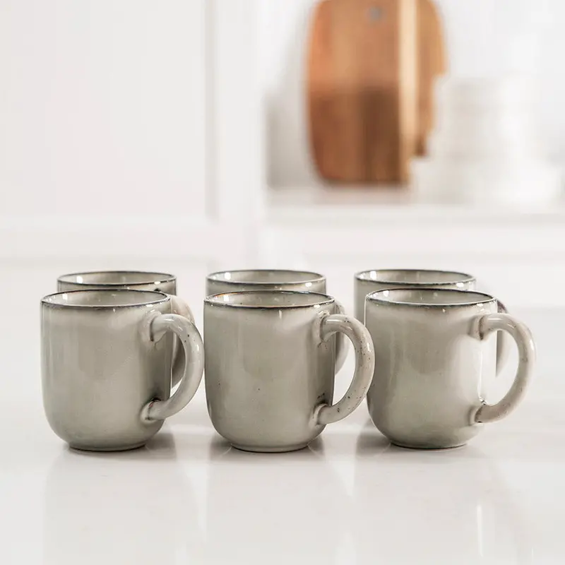 Olive Green Stoneware Curve Mug Set 1