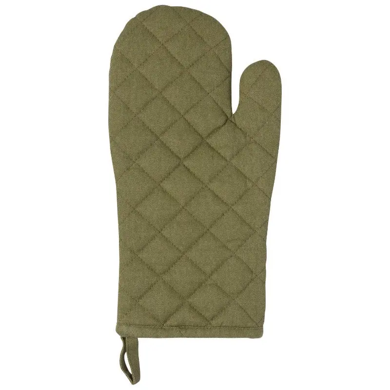 Olive Green Stonewash Cotton Oven Mitt 1