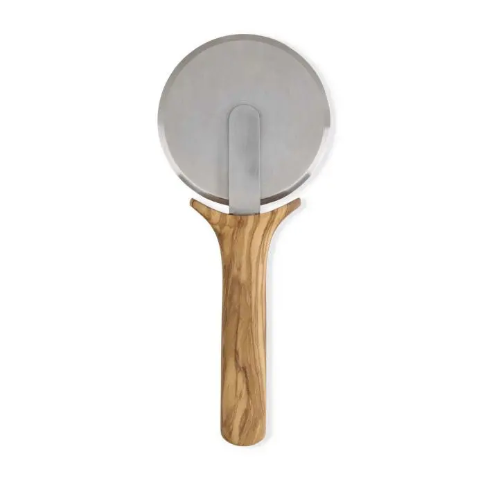 Olive Wood Pizza Cutter Wheel With Sharp Stainless Blade 1