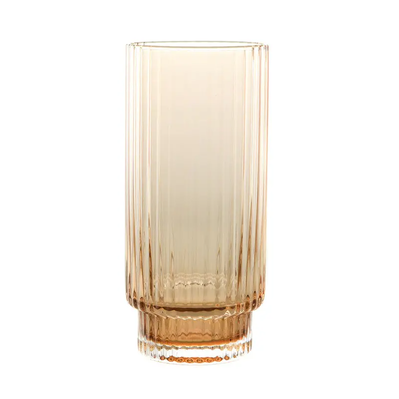 Optic Amber Hi-Ball Glass – Decorative Cocktail Tumbler 1