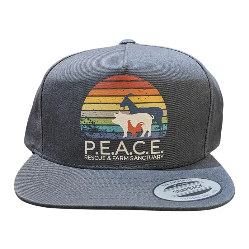 P.E.A.C.E. Rescue & Farm Sanctuary Trucker Hat – Embroidered Logo Cap 1