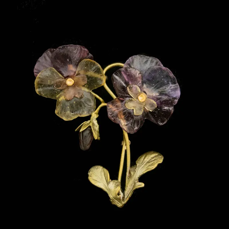 Pansy Floral Brooch With Dual-Bloom Design 1