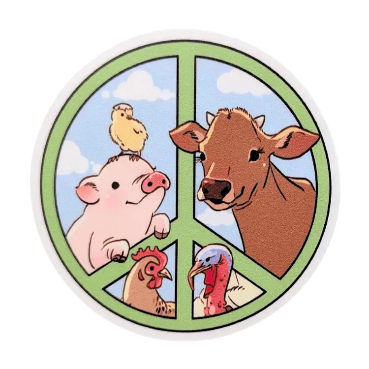 Peace For Animals Vinyl Sticker By Harmlessbeings 1