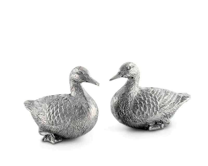 Pewter Duck Salt And Pepper Shaker Set – Dual-Function Condiment Pair 1