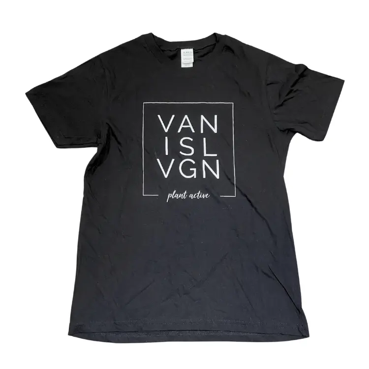 Plant Active 'Van Isl Vgn' Unisex Black Cotton T-Shirt 1