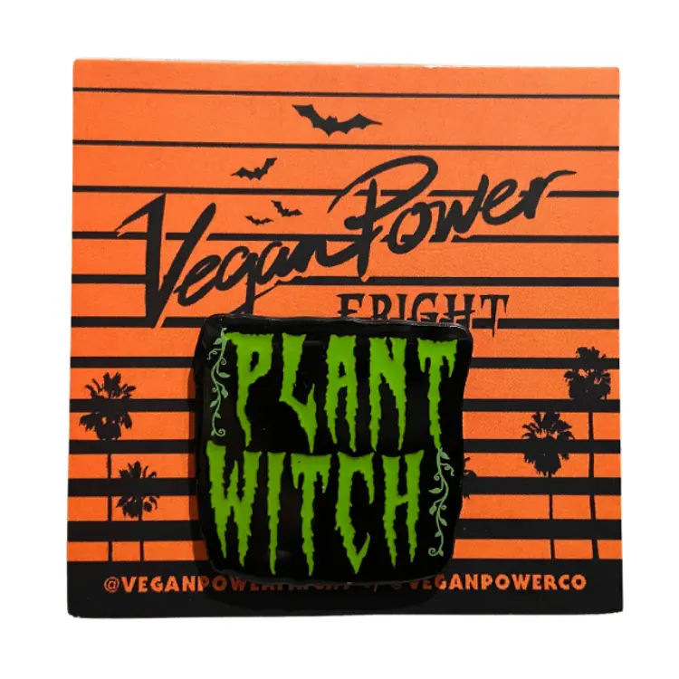 'Plant Witch' Enamel Pin – Botanical Vegan Symbol, Collectible Badge 1