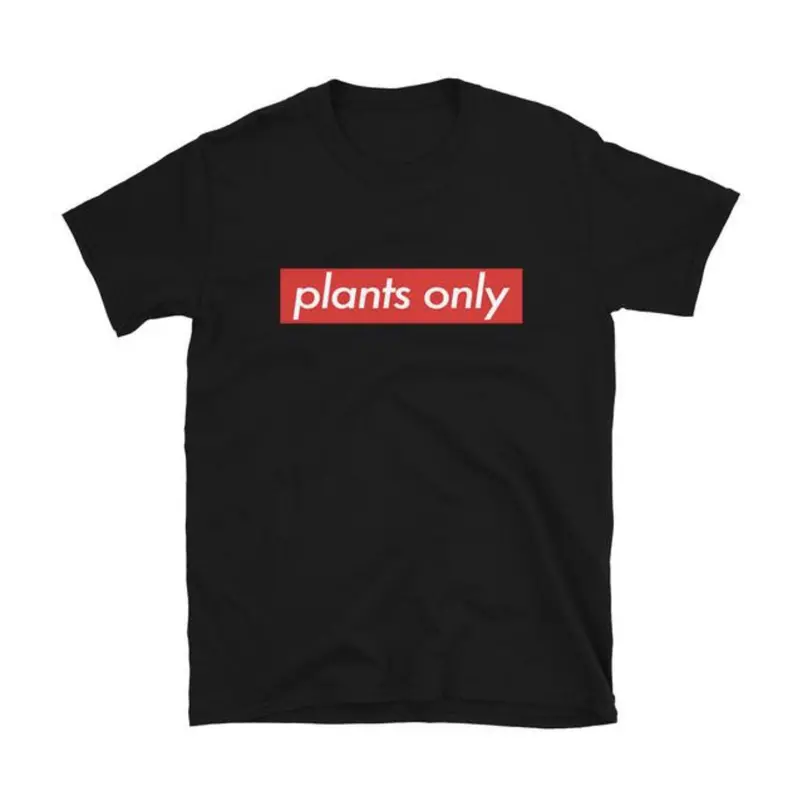 'Plants Only' Unisex Black T-Shirt – Plant Active Ethical Apparel 1