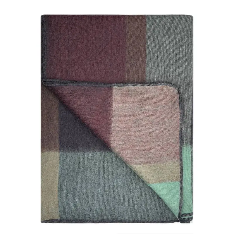 Plum And Grey Alpaca Knit Throw 1