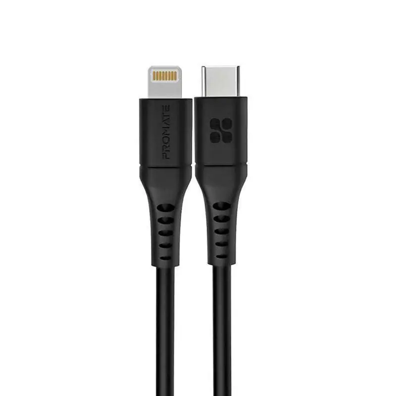 Promate 20W Usb-C To Lightning Charging Cable – 1.2M, Black 1