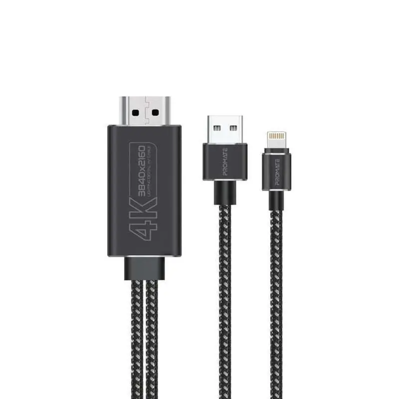 Promate 4K@60Hz Lightning-To-Hdmi Adapter Cable With Power Delivery 1