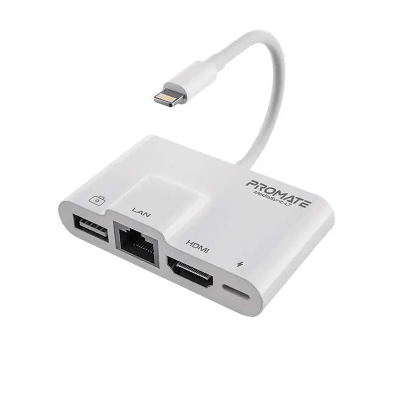 Promate Lightning-To-Hub Adapter – Supports 1080P Hdmi, Rj45, And Usb Ports 1