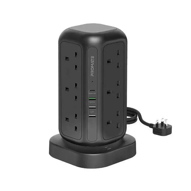 Promate Power Tower Surge Protector – 12 Outlets, 4 Usb Ports, 3250W Capacity 1