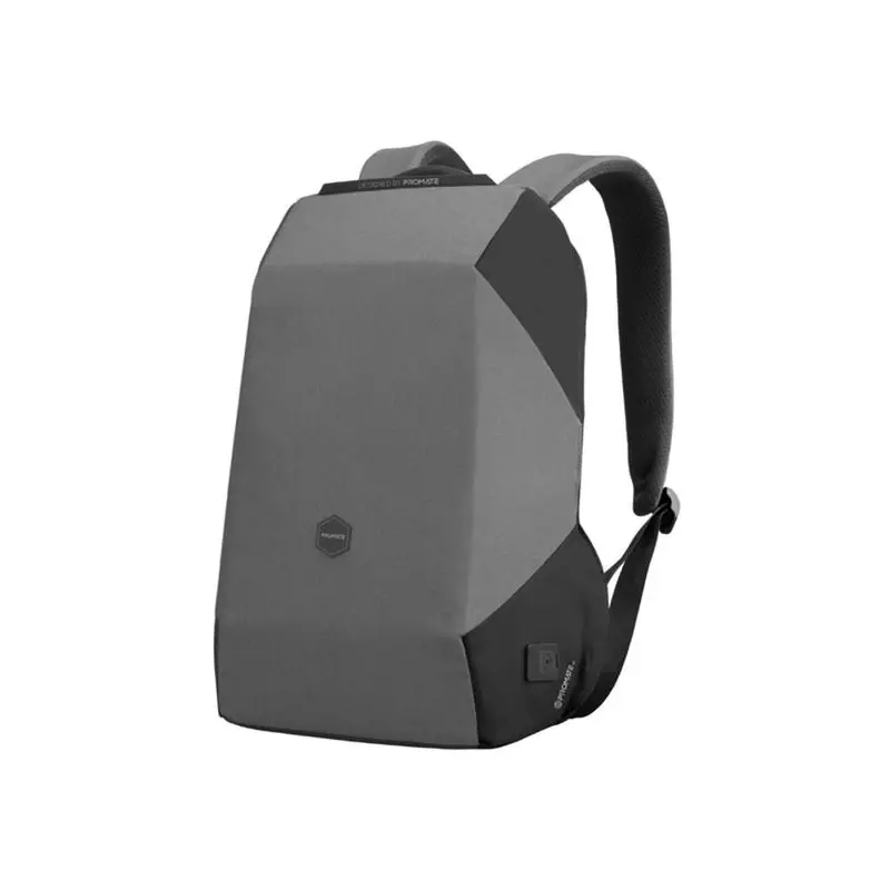 Promate Secure Anti-Theft Laptop Backpack – Fits Up To 15.6" Devices (Grey) 1