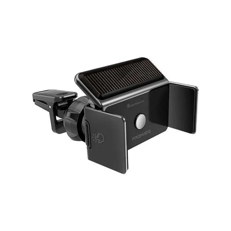 Promate Solar-Powered Ac Vent Mount With Auto-Clamp For Smartphones (Black) 1
