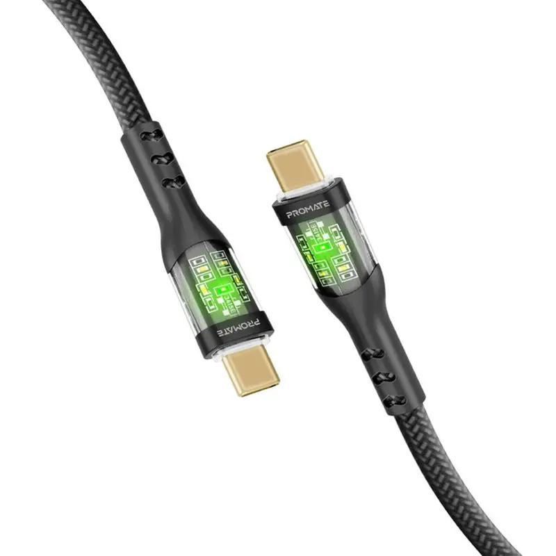 Promate Transline-Ci Usb-C To Lightning Transparent Charging Cable – 1.2M, White 1